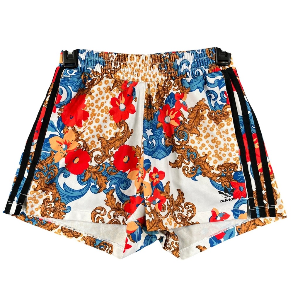 HER Studio London Adidas Shorts Women XS Floral Baroque Print 3-Stripes Casual